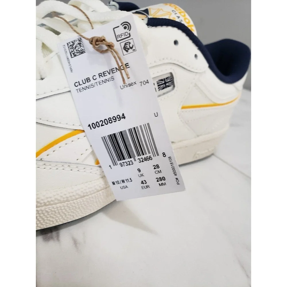 NEW NO BOX Reebok Club C Revenge Chalk Blue Yellow 100208994 Mens Size 10